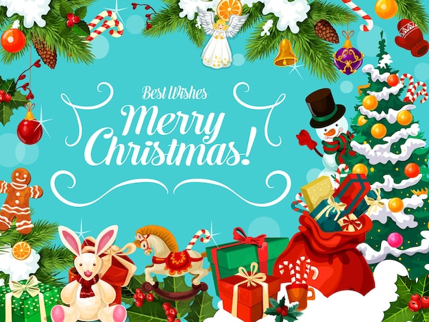 Tarjeta de Navidad con deseos de saludo de vacaciones de invierno