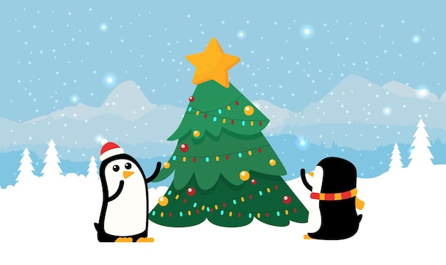 Tarjeta de Navidad en estilo plano Gran tarjeta de vector