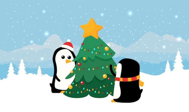 Tarjeta de Navidad en estilo plano Gran tarjeta de vector