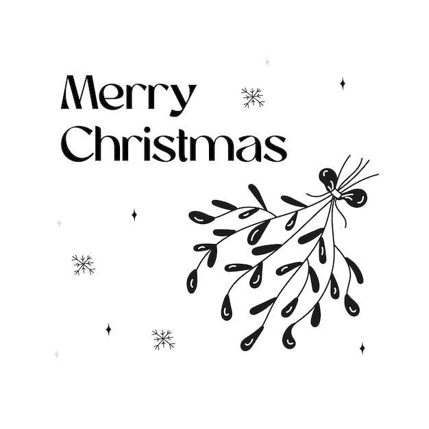 Vector tarjeta de navidad con festivos copos de nieve de amella y lattering