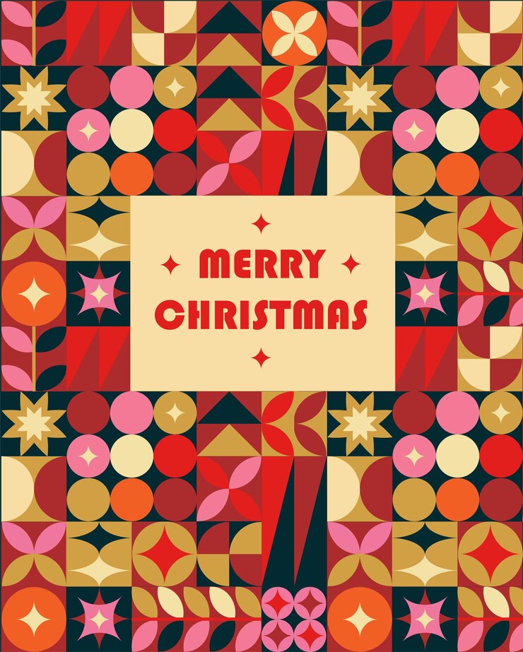 Tarjeta de Navidad geométrica abstracta moderna tarjeta de navidad geométrica contemporánea