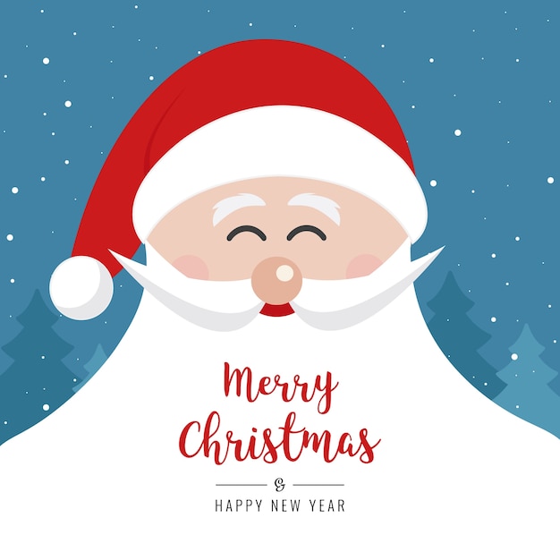 Tarjeta de Navidad gretting con Santa Claus cara sonrisa big barba