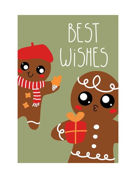 Tarjeta de Navidad con hombre de pan de jengibre