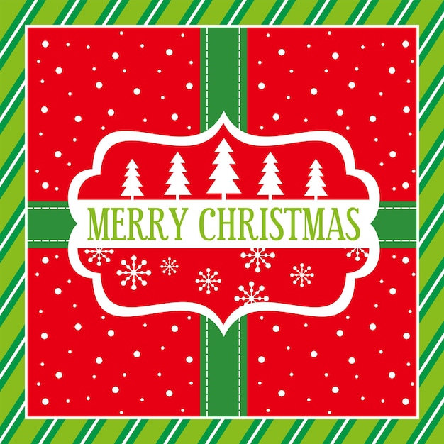 Tarjeta de Navidad con letras y árbol