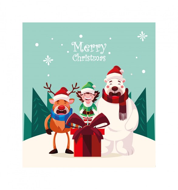 Tarjeta de navidad con letras feliz navidad