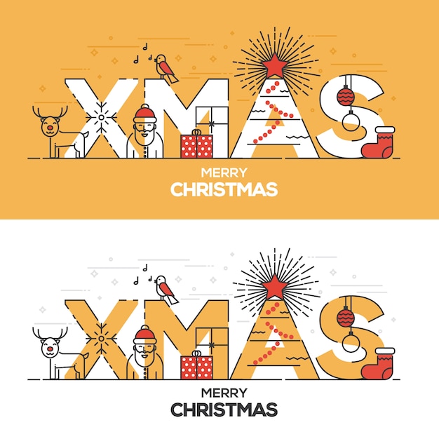 Tarjeta de Navidad línea plana