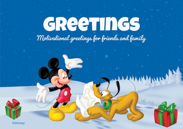 Vector tarjeta de navidad de mickey mouse y amigos