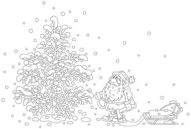 una tarjeta de Navidad con un muñeco de nieve y un árbol de Navidad