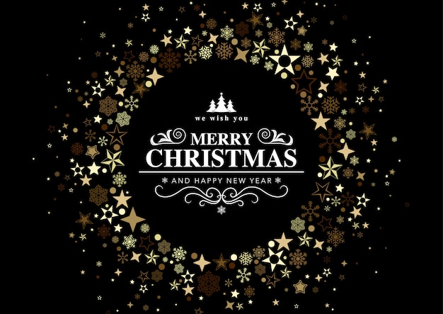 Tarjeta de Navidad negra con decoración circular