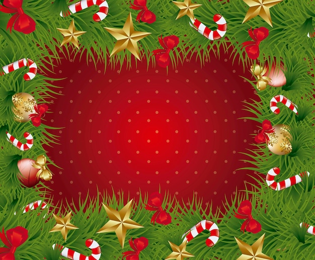Tarjeta de navidad negra con ilustración vectorial garland