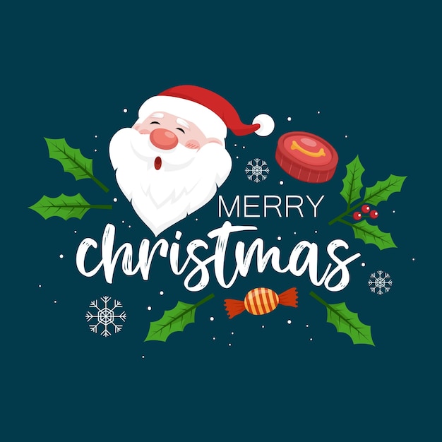 una tarjeta de Navidad con un Papá Noel en ella