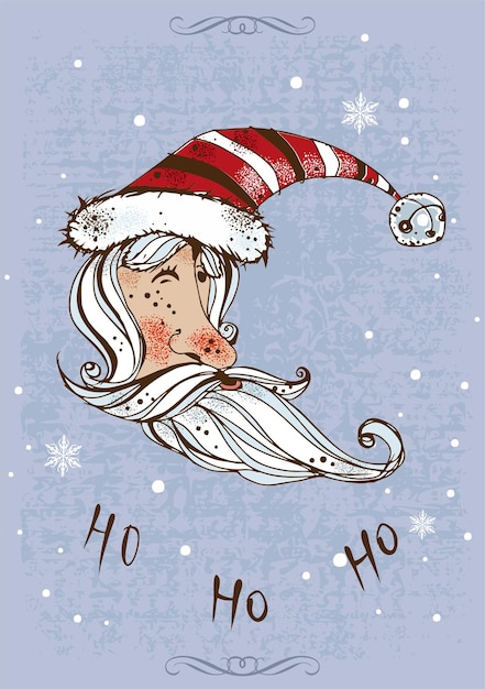 Vector tarjeta de navidad con papá noel ho ho ho vector