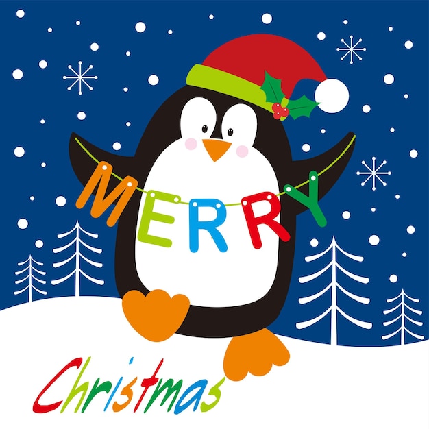 Tarjeta de Navidad con pingüino