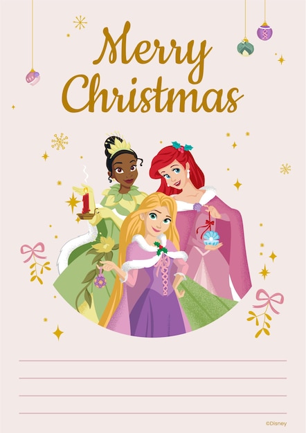 Tarjeta de Navidad de la Princesa Disney