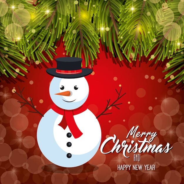 tarjeta de Navidad con renos y hojas de pino