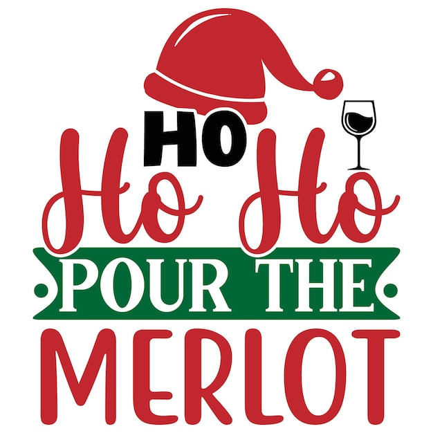 una tarjeta de Navidad con un sombrero de Santa y un vaso de vino