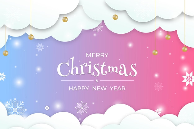tarjeta de Navidad con texto Feliz Navidad y Feliz Año Nuevo en él con fondo rojo azul abrasador