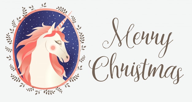 Tarjeta de Navidad con Unicornio.
