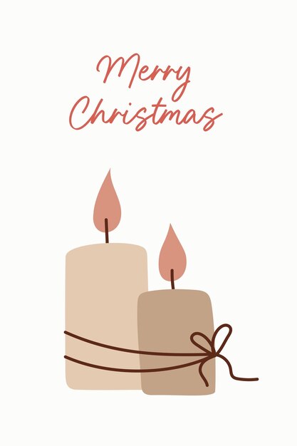 Tarjeta de Navidad vector plano en estilo de dibujos animados Velas en un fondo blanco Concepto de Feliz Navidad