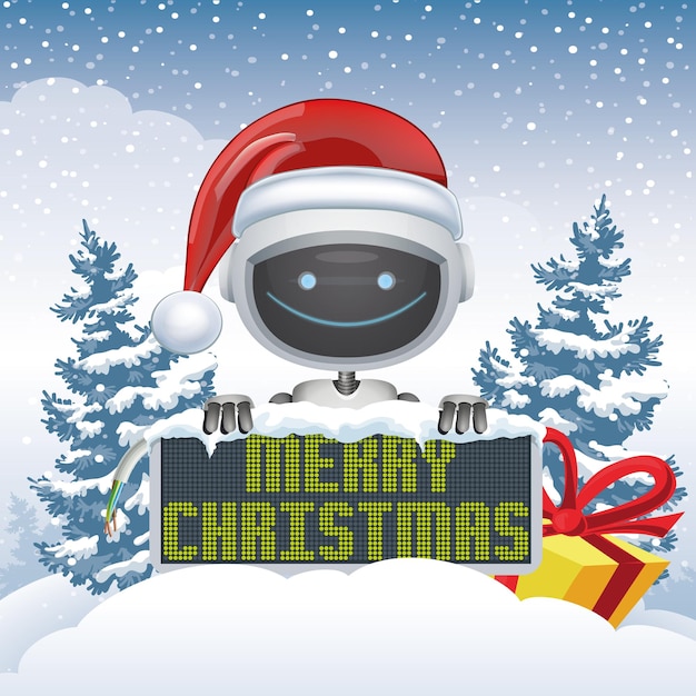Tarjeta de Navidad vectorial con robot1