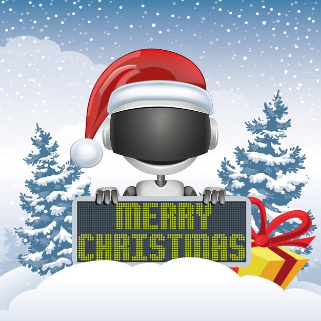 Tarjeta de Navidad vectorial con robot2