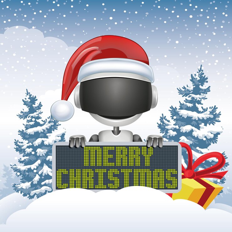 Vector tarjeta de navidad vectorial con robot2