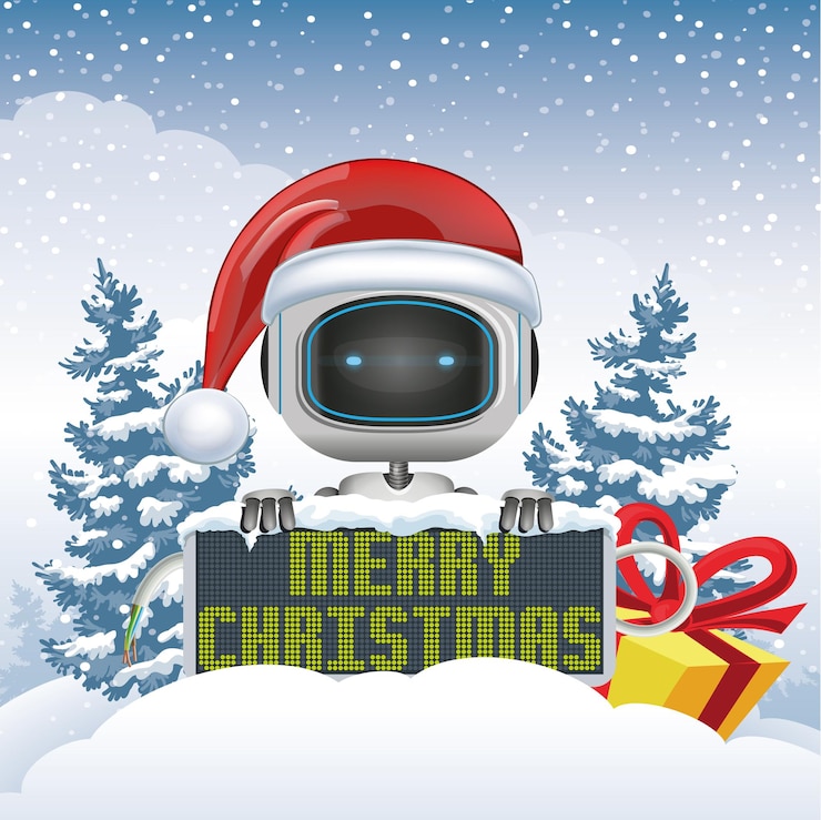 Vector tarjeta de navidad vectorial con robot5