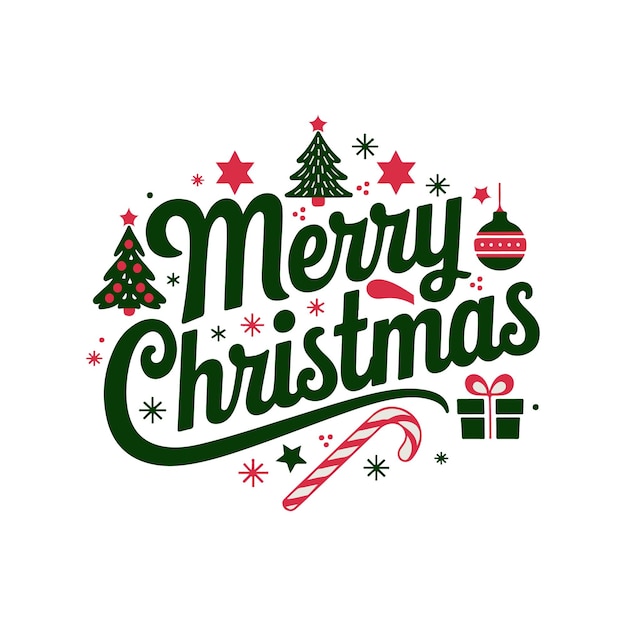 una tarjeta de Navidad verde con un árbol de Navidad y regalos