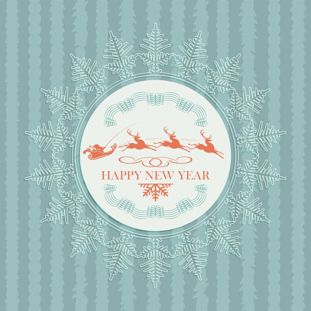 Tarjeta de Navidad verde con Papá Noel en ciervo