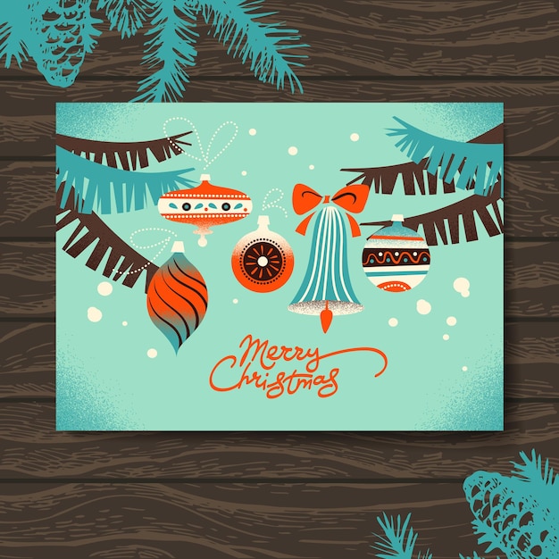 Vector tarjeta de navidad vintage