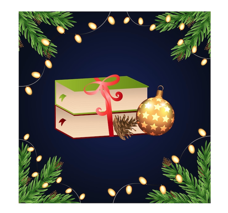 Vector tarjeta navideña con composición de elementos navideños.