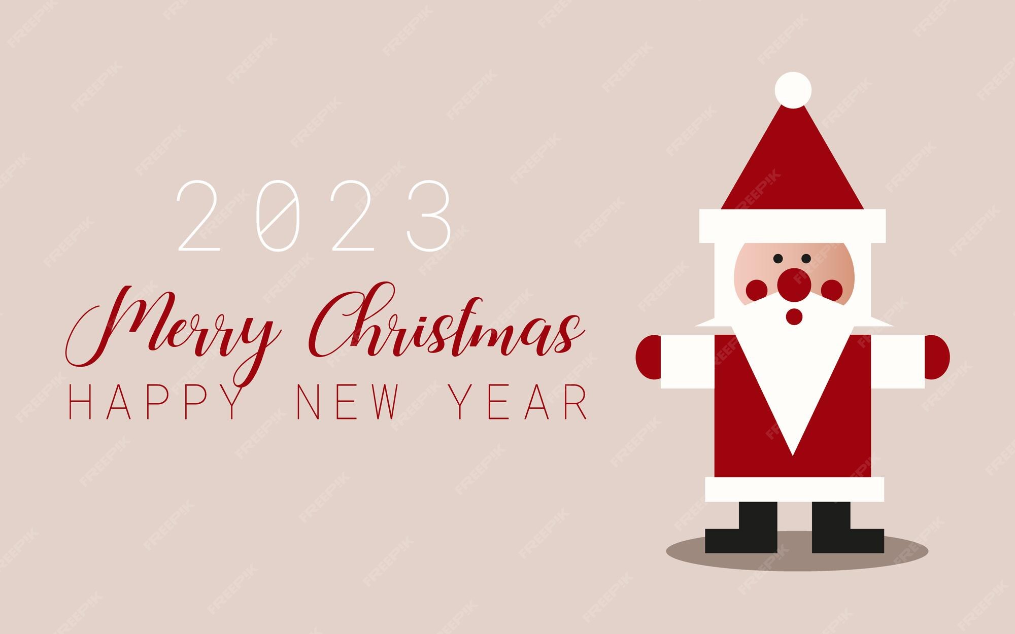 Tarjeta navideña con papá noel 2023 Vector Premium
