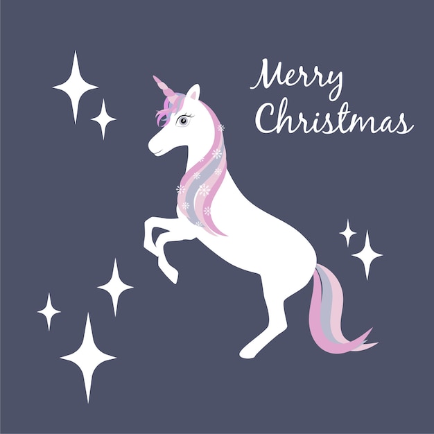 Tarjeta navideña de unicornio