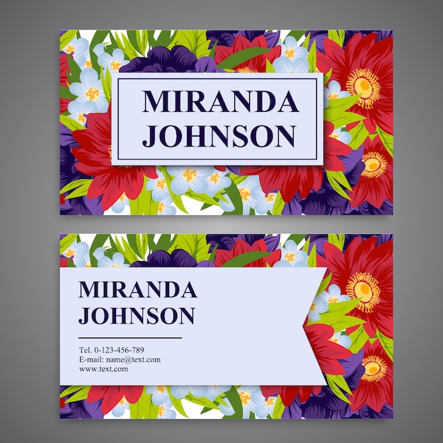 Tarjeta de negocios floral con diseño de acuarela
