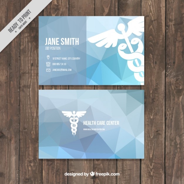 Vector tarjeta de negocios médica azul abstracta
