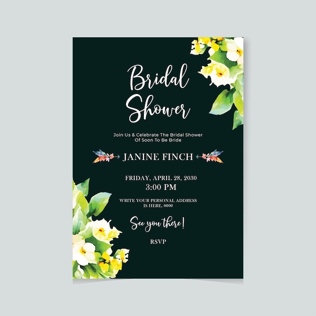 Tarjeta nupcial de la invitación de la ducha