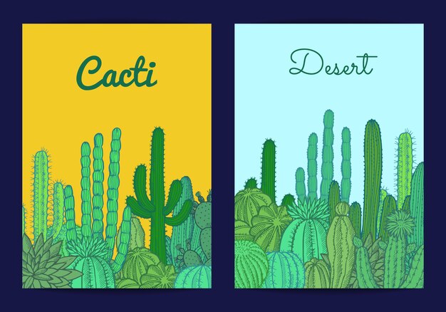 Tarjeta o folleto de plantas de cactus