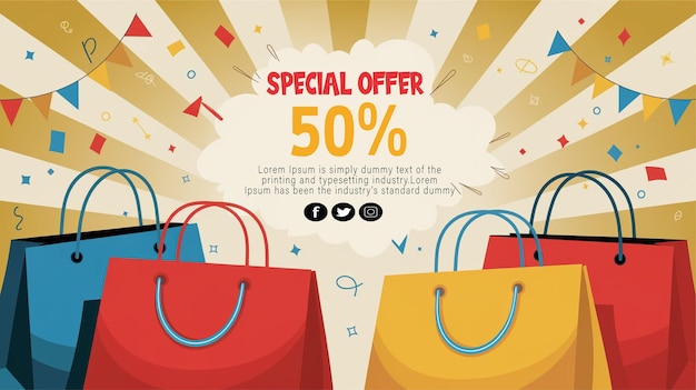 tarjeta de oferta especial Conjunto de diseños de plantillas de pancartas de venta Ilustración vectorial