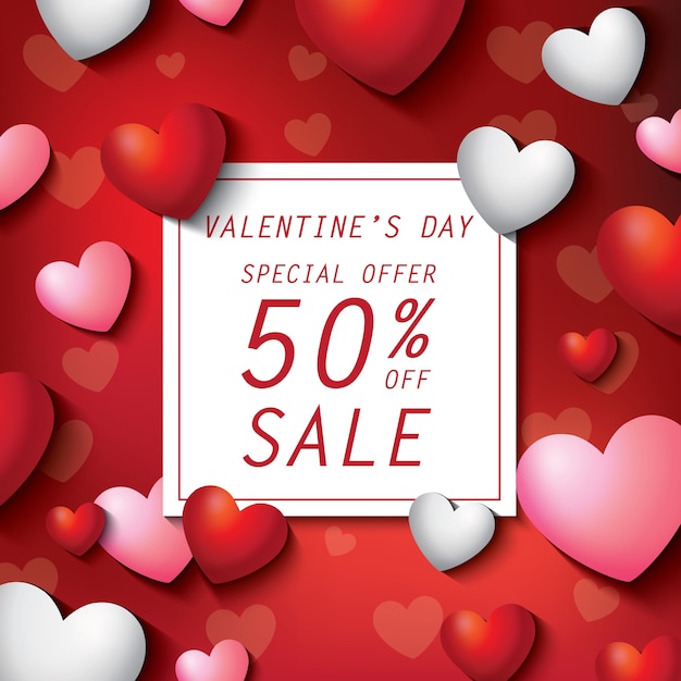 Tarjeta de oferta especial de San Valentín con corazón decorativo