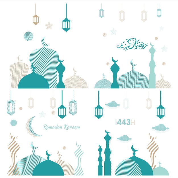 Tarjeta de onda de alimentación de ilustración de ramadan kareem y redes sociales