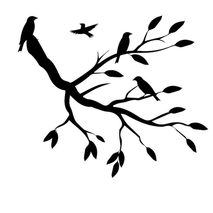 Vector tarjeta de pájaro y árbol de vector libre