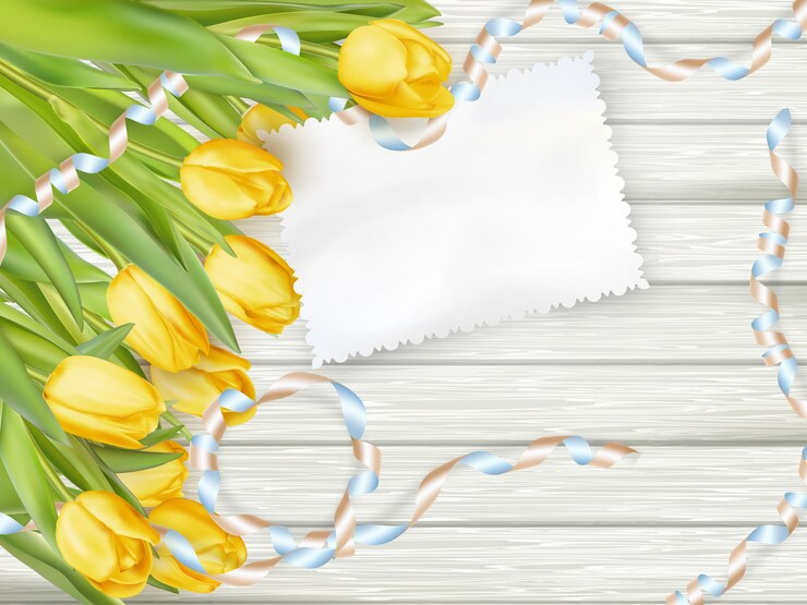 Vector tarjeta de papel con tulipanes.