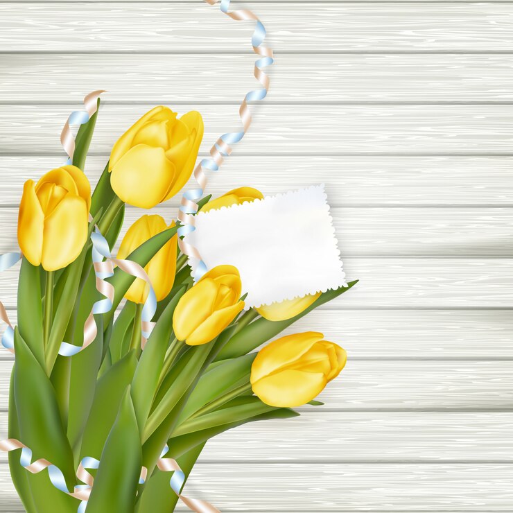 Vector tarjeta de papel con tulipanes.