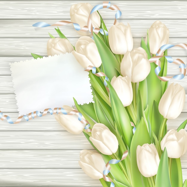 Tarjeta de papel con tulipanes.