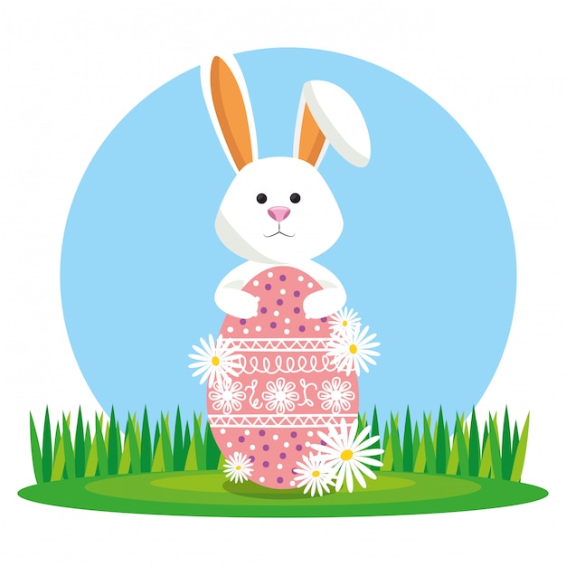 tarjeta de pascua feliz conejo lindo