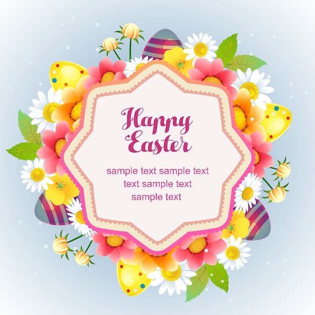 tarjeta de Pascua con flores de primavera