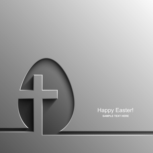 Tarjeta de pascua en forma de huevo con la imagen de una cruz cristiana, fondo de pascua