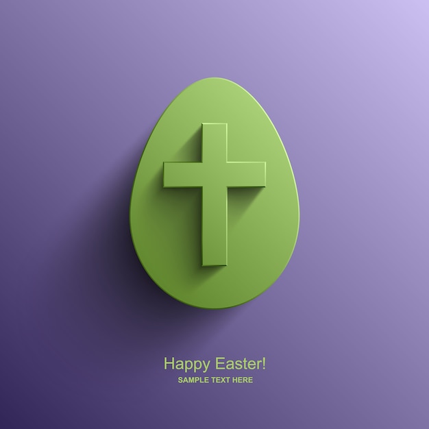 Tarjeta de pascua en forma de huevo con la imagen de una cruz cristiana, fondo de pascua