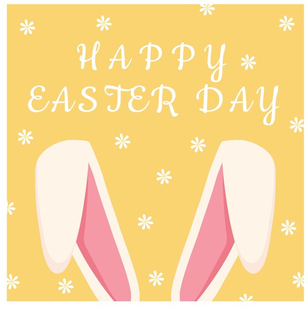 Tarjeta de Pascua con orejas de conejo Conejito de Pascua con la inscripción Felices Pascuas