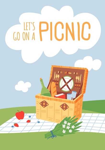 Tarjeta de picnic Colorosa y linda plantilla de volante de verano